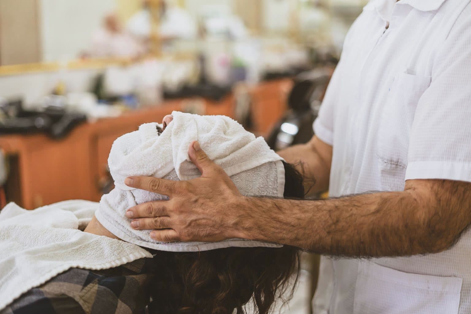 Hot towel straight razor shave at Strange Times Barber Co Summerlin